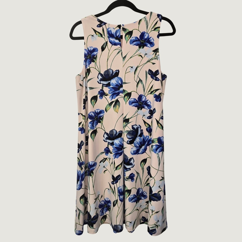 Lauren Ralph Lauren 16P Floral Sleeveless Fit Flare Dress Blue Pink Cottagecore - Picture 5 of 7